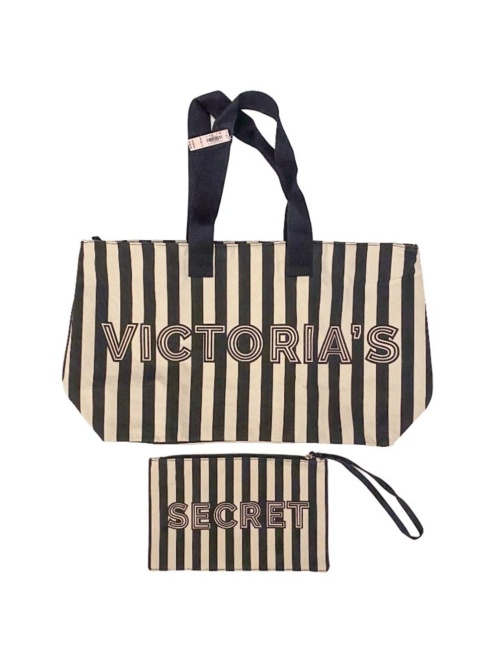 Victoria's Secret Black and White Striped Tote